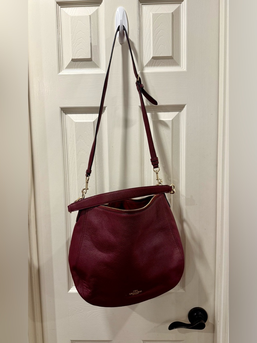 Coach Pebbled Leather Hobo Bag in Plum